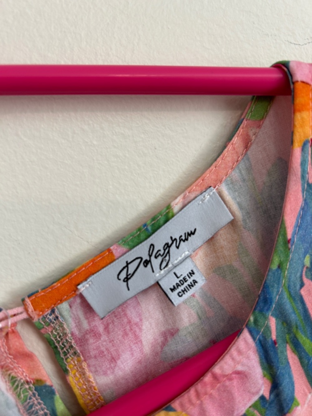 Polagram Pink Floral Tiered Midi Dress with Multicolor Tulip Print - Picture 2 of 8